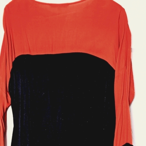 Vtg Silvian Heach Black &  Dopamine Orange Colour Block Blouse, XS. - Picture 10 of 14